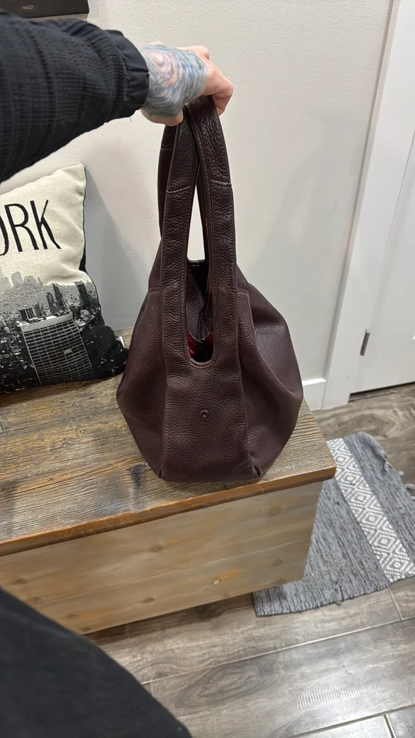 Real leather burgundy- Brown shoulder bag image indicator(4)