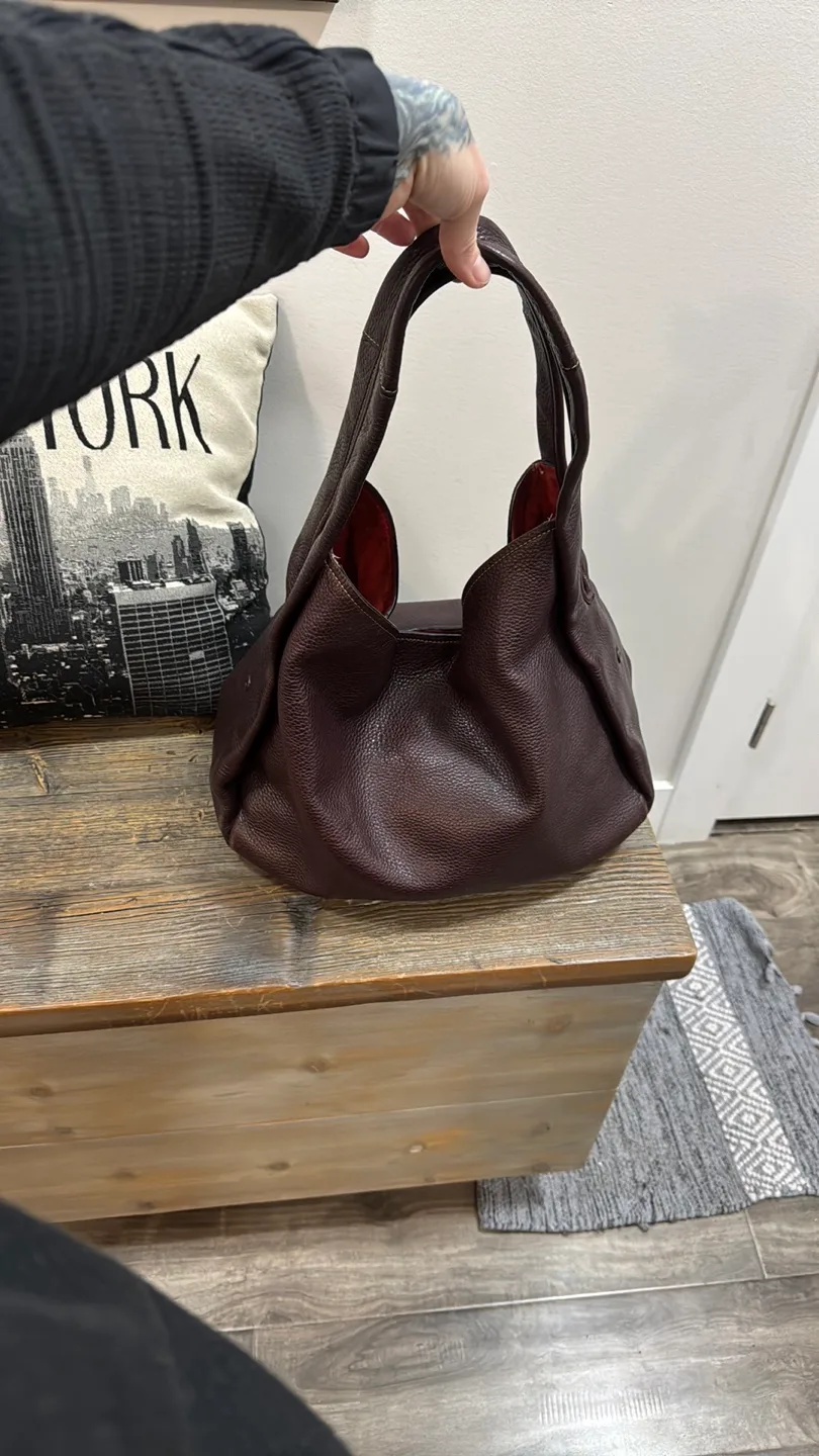 Real leather burgundy- Brown shoulder bag image indicator(5)