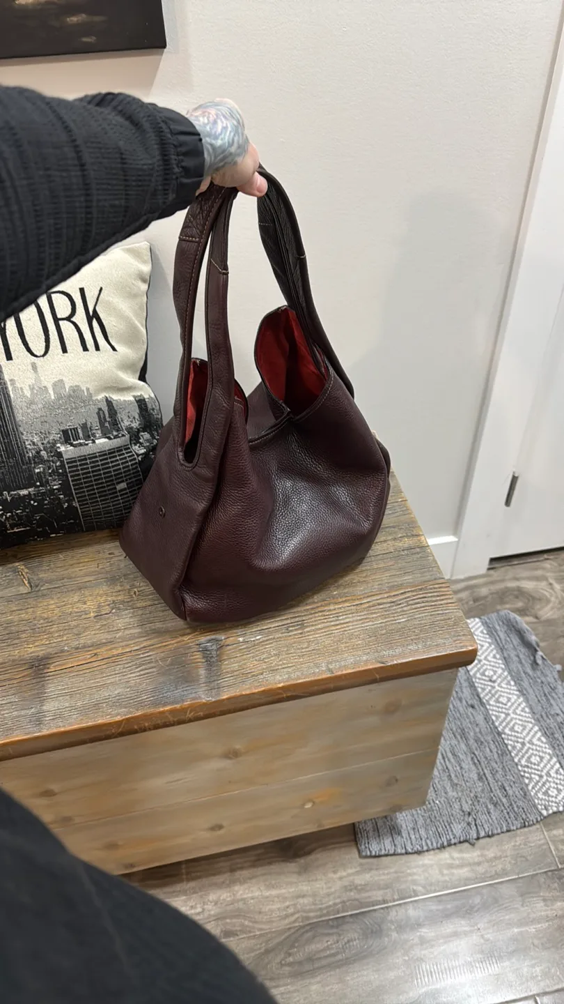 Real leather burgundy- Brown shoulder bag image indicator(3)