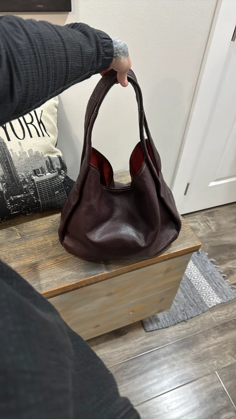 Real leather burgundy- Brown shoulder bag image indicator(2)