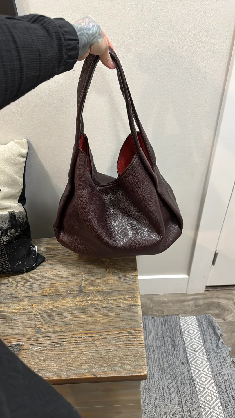 Real leather burgundy- Brown shoulder bag image indicator(8)