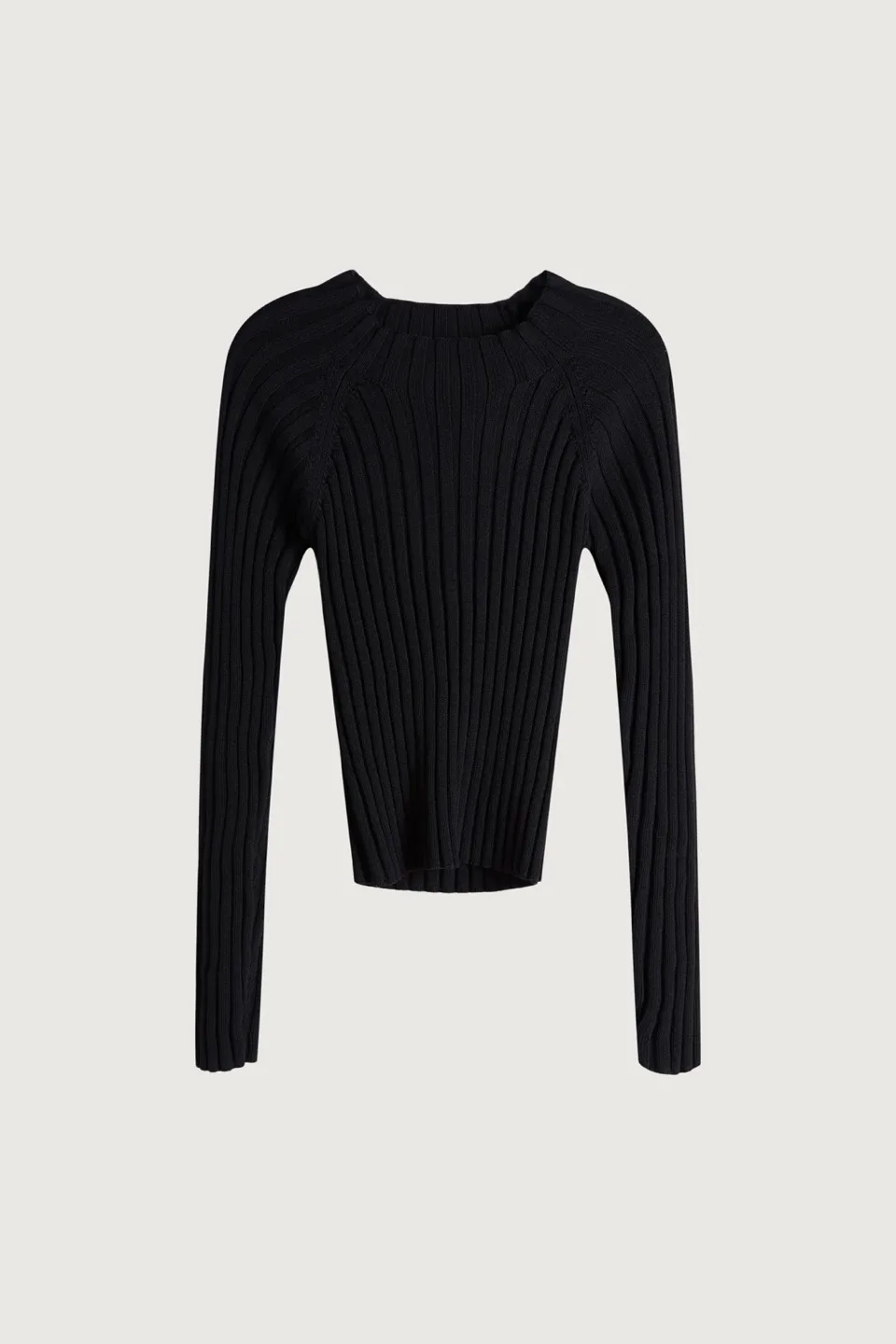 OAK + FORT Black Ribbed Knit Cut-Out Sweater image indicator(3)