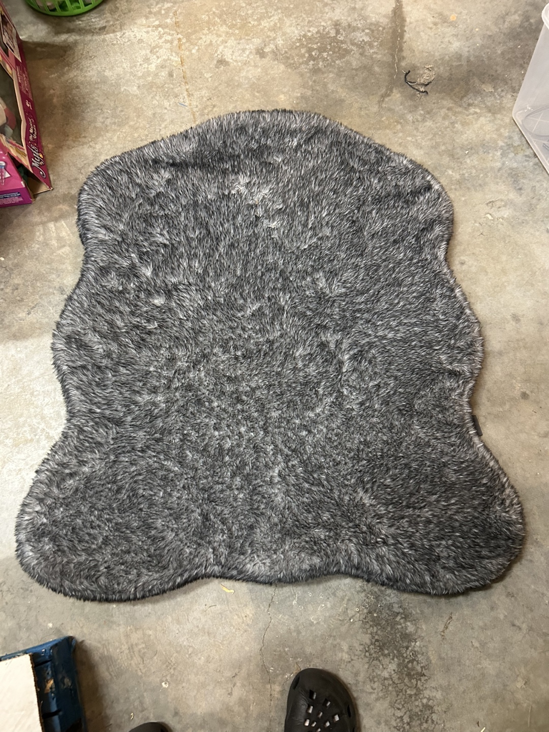 Grey Faux Fur Rug