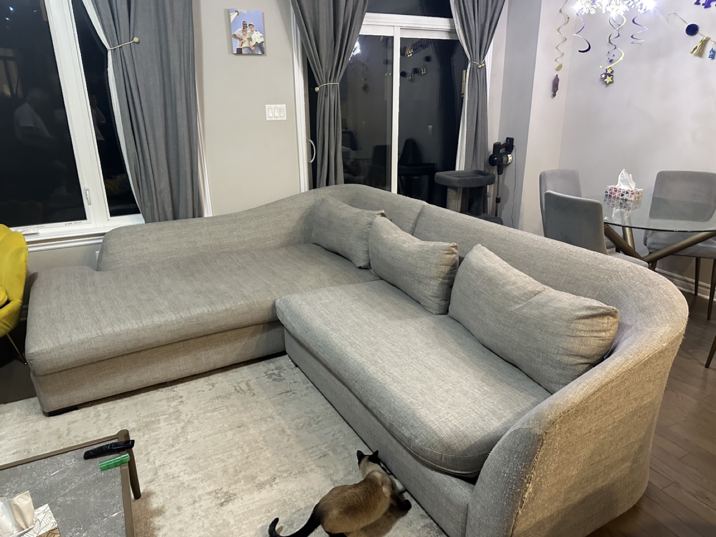 Grey L-Shaped Sectional Sofa - photo 3