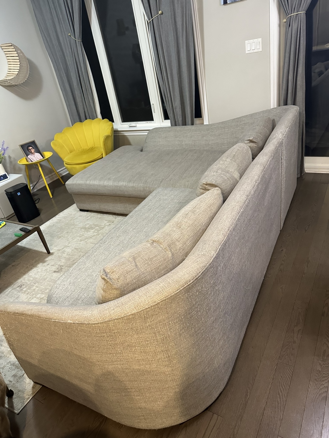 Grey L-Shaped Sectional Sofa - photo 2