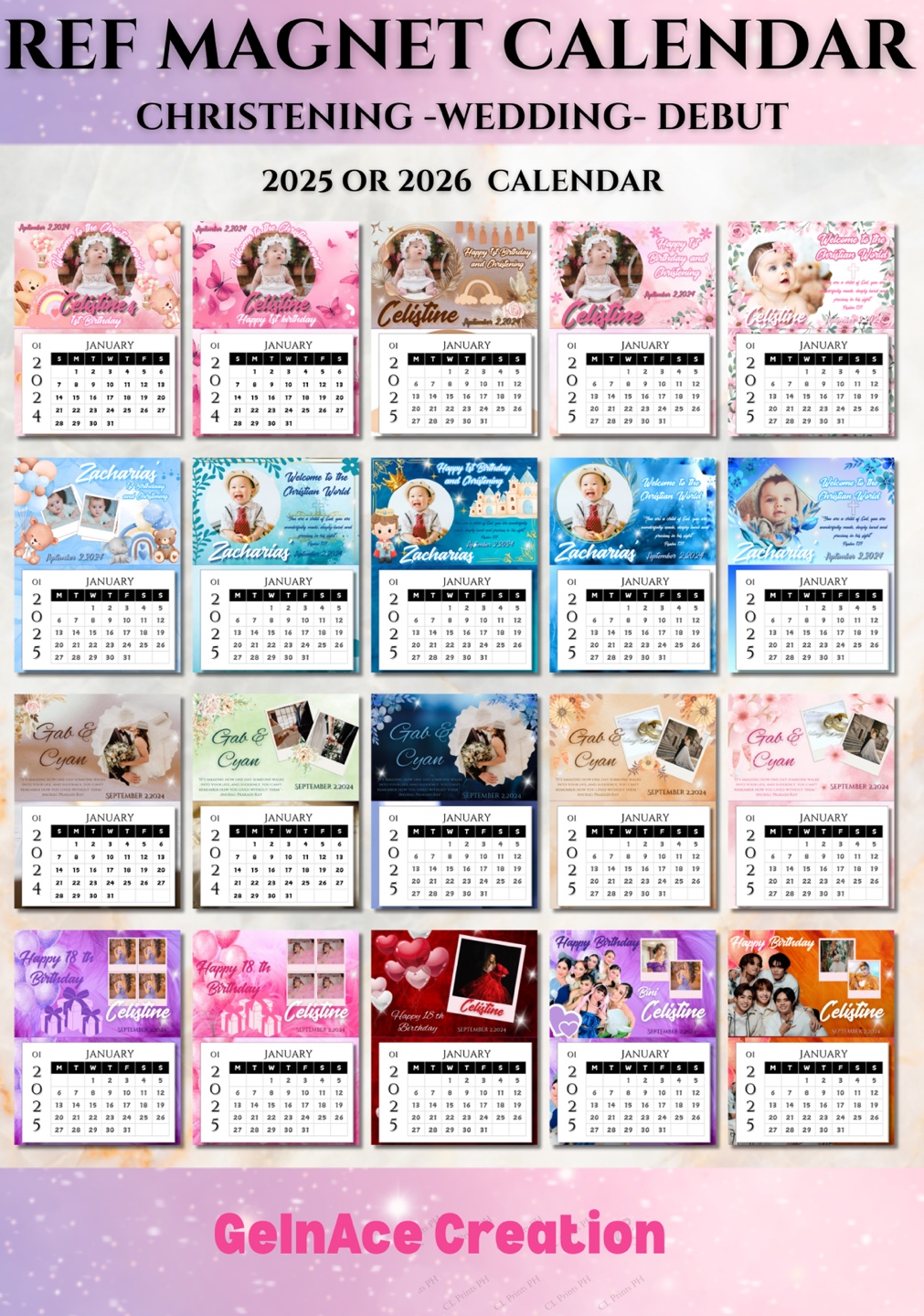 2025 or 2026 Personalized Fridge Magnets Calendar
