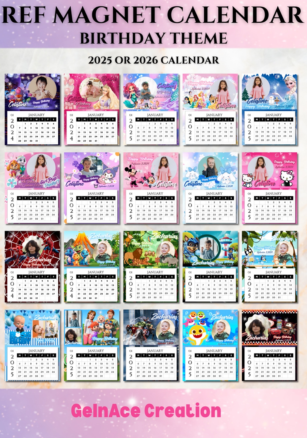 2025 or 2026 Personalized Fridge Magnets Calendar - photo 2