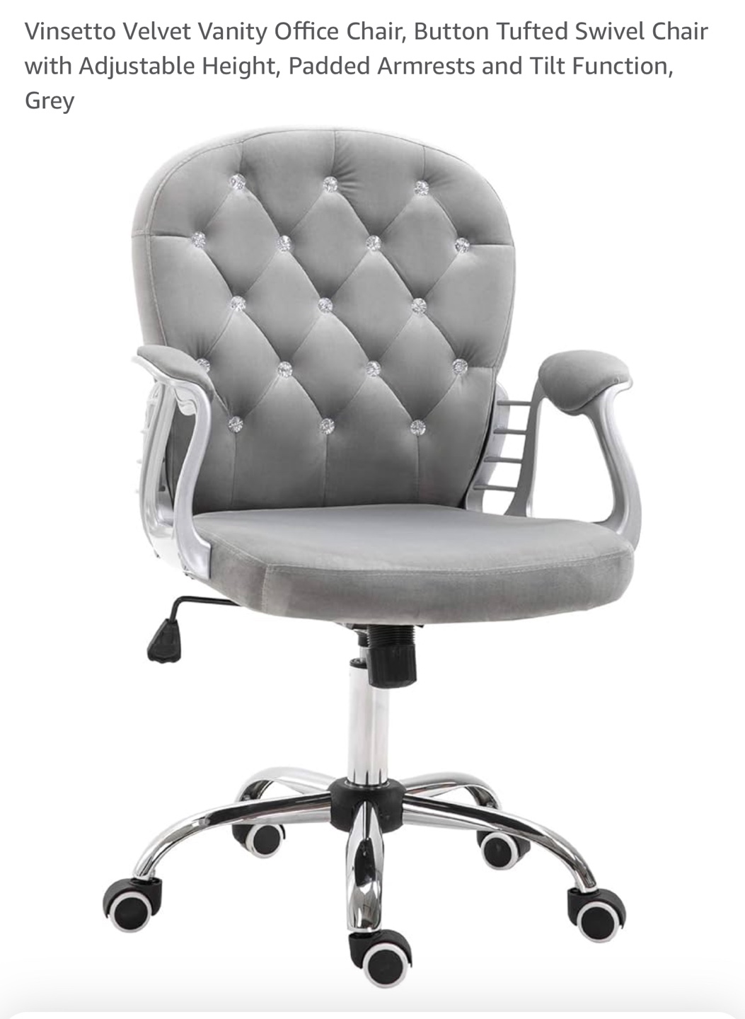 Vinsetto Grey Velvet Vanity Office Chair