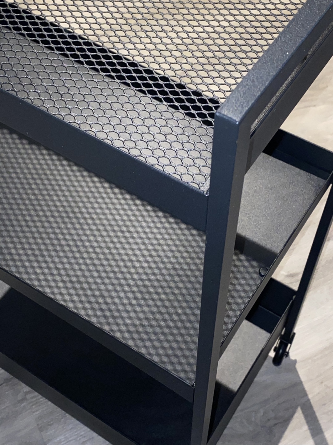 Black Metal Rolling Cart with Three Shelves - photo 2