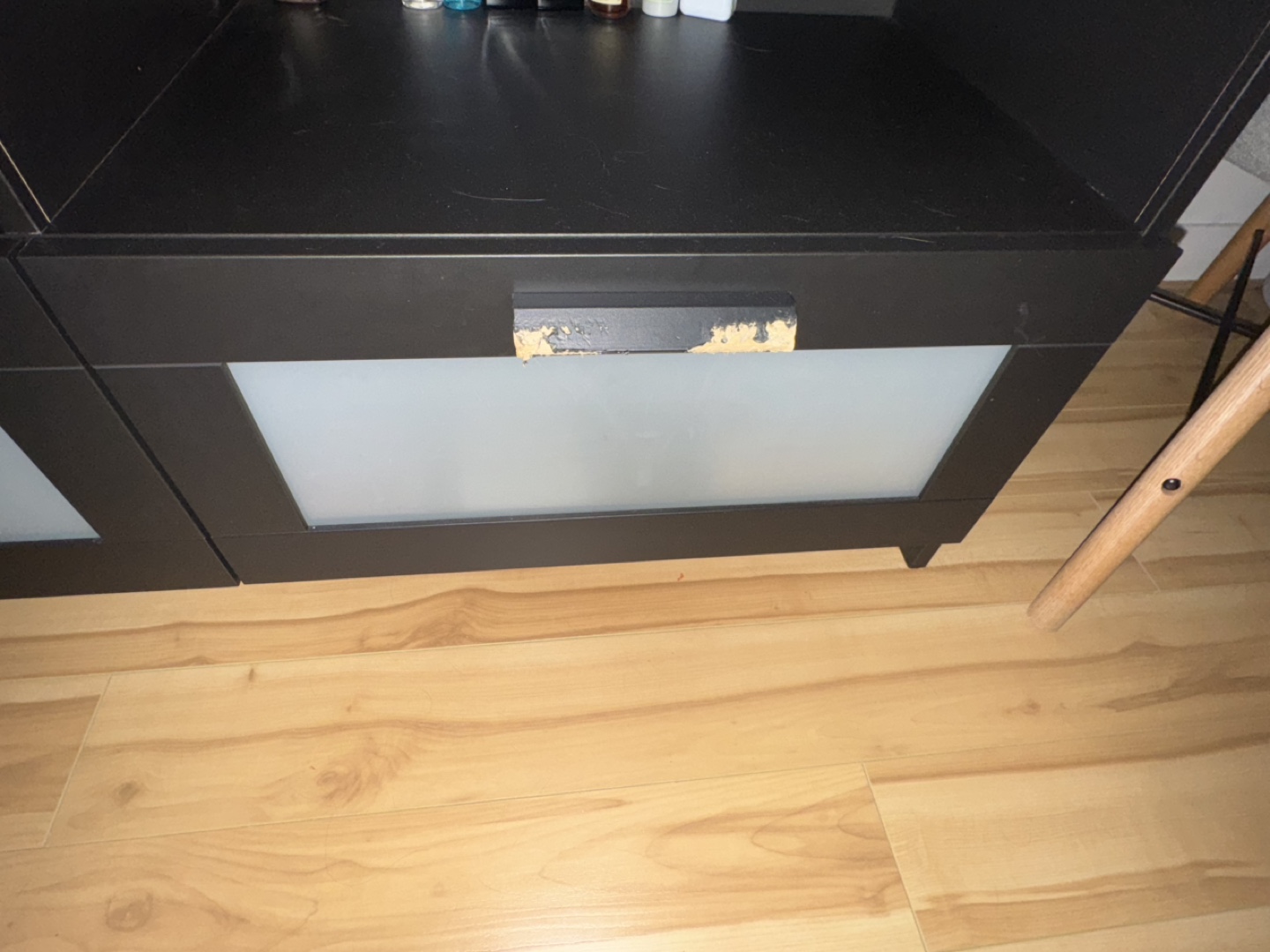 Black TV Stand with Frosted Glass Doors - photo 2