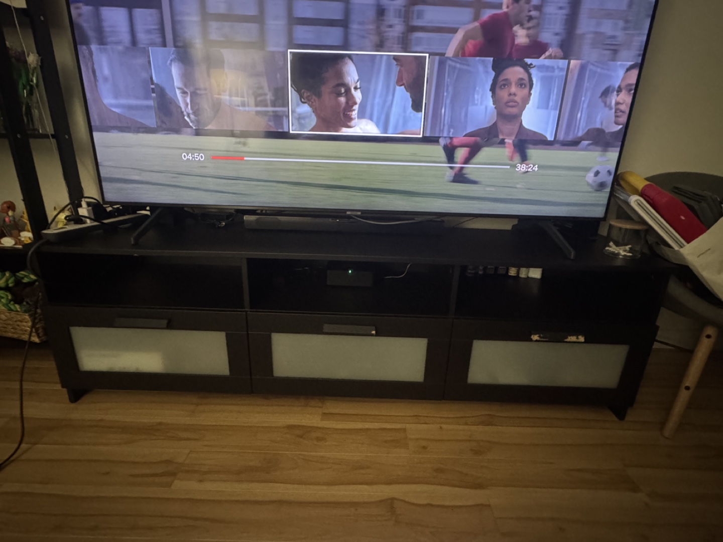 Black TV Stand with Frosted Glass Doors - photo 5