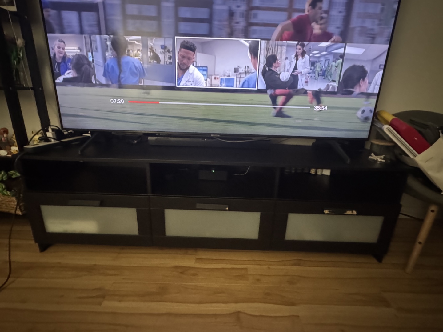 Black TV Stand with Frosted Glass Doors - photo 4