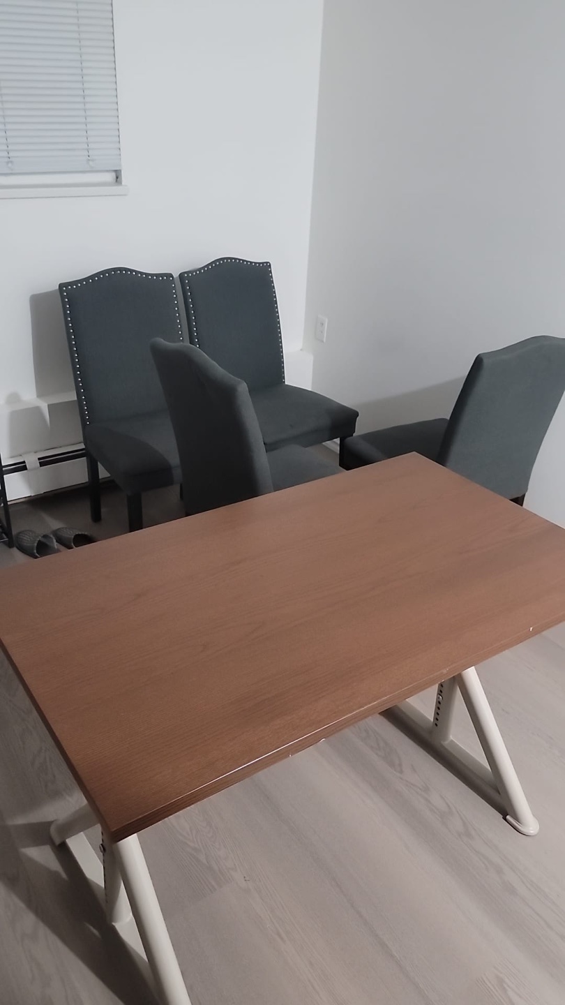 Modern Wooden table with Four Grey Chairs