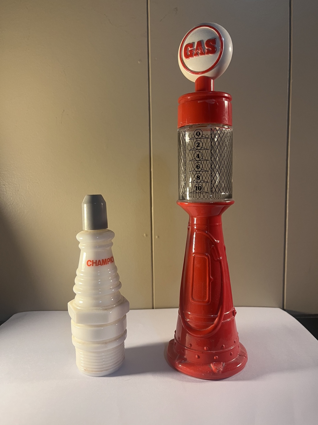Vintage Champion Spark Plug and Gas Pump Perfume Bottles