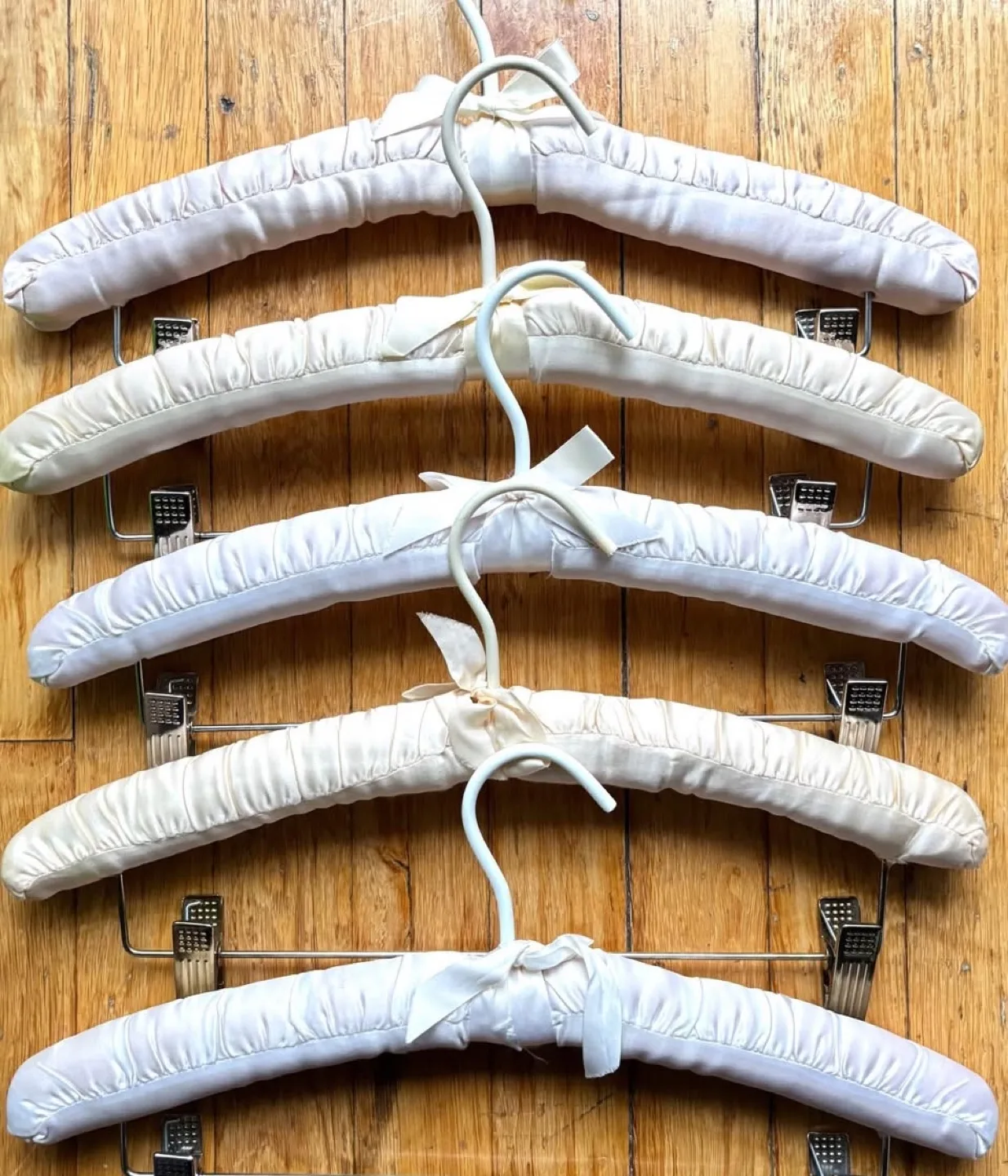 Satin Cushioned Hangers with Pant Clamps - Set of 5, Like New image indicator(2)