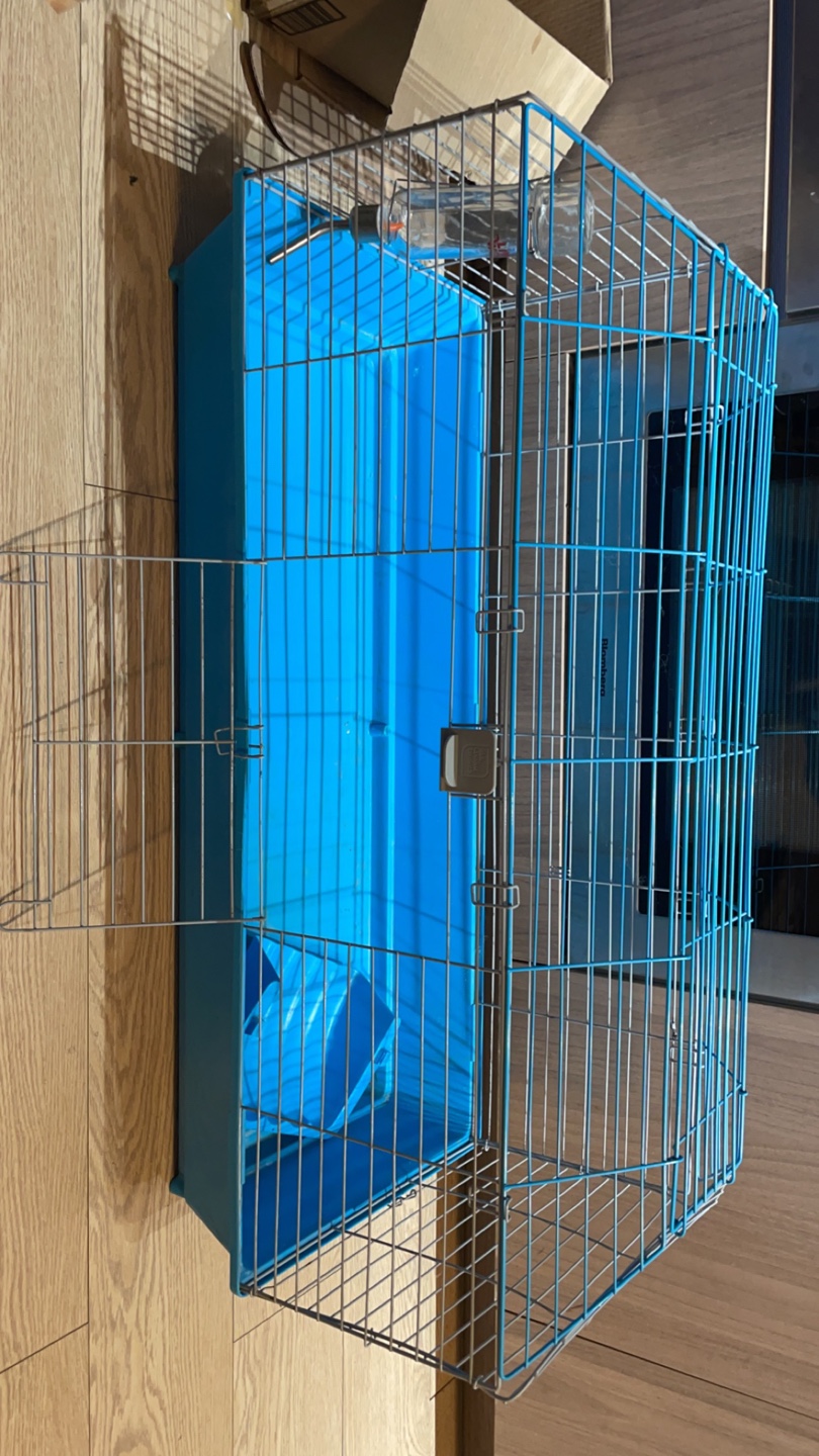 Blue Rabbit Cage with water bottle