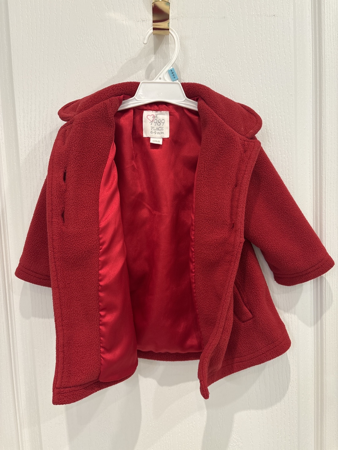 Elegant Red Baby Girl's Fleece Coat - Size 6-9 Months - photo 3