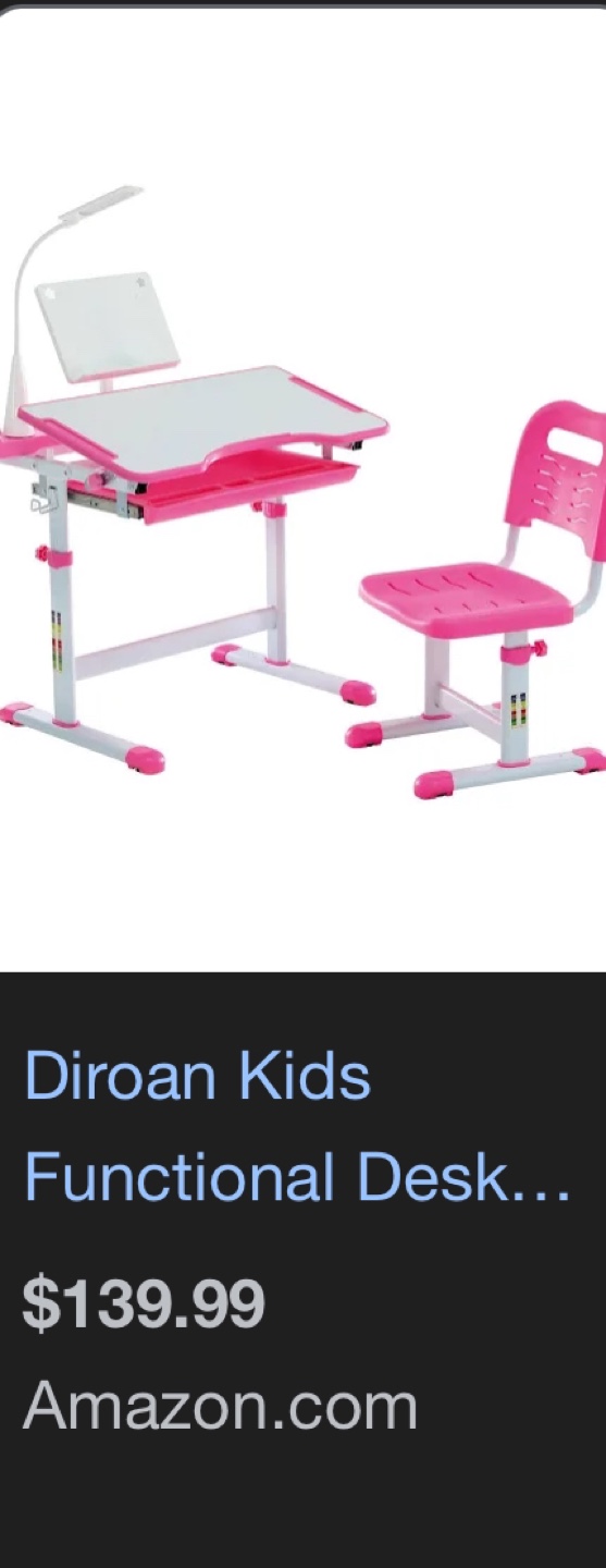 Pink Children's Adjustable Desk and Chair Set with LED Lamp - photo 4