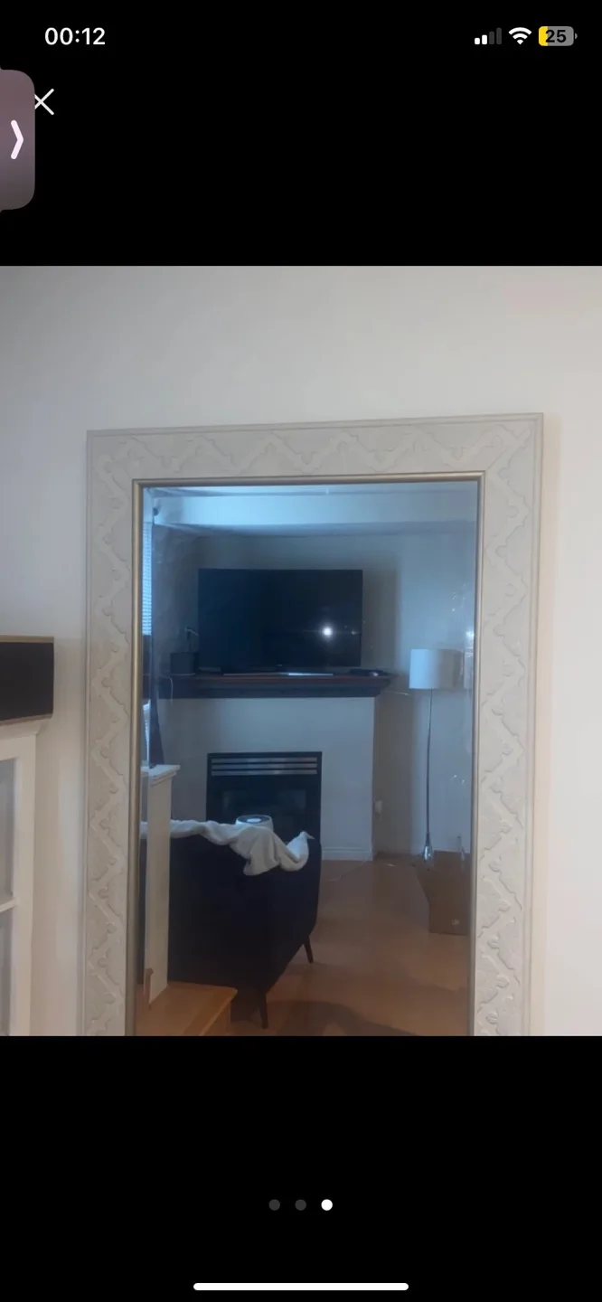 Large full length mirror ornate frame 64” x 31” image indicator(3)