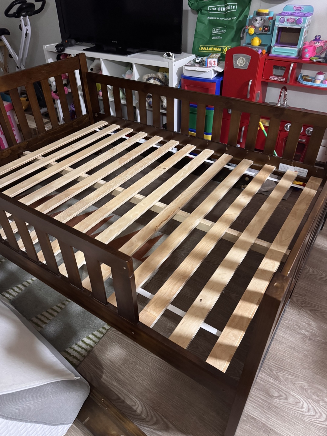 Double Bed Frame and Mattress with Guardrails - photo 3