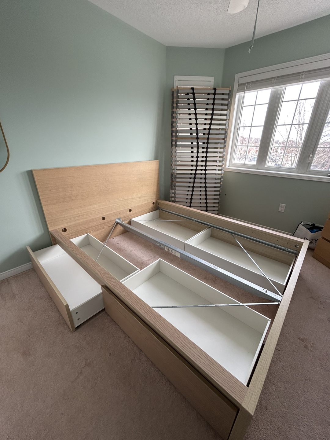IKEA MALAM Queen size bed with 4 storage boxes - photo 5