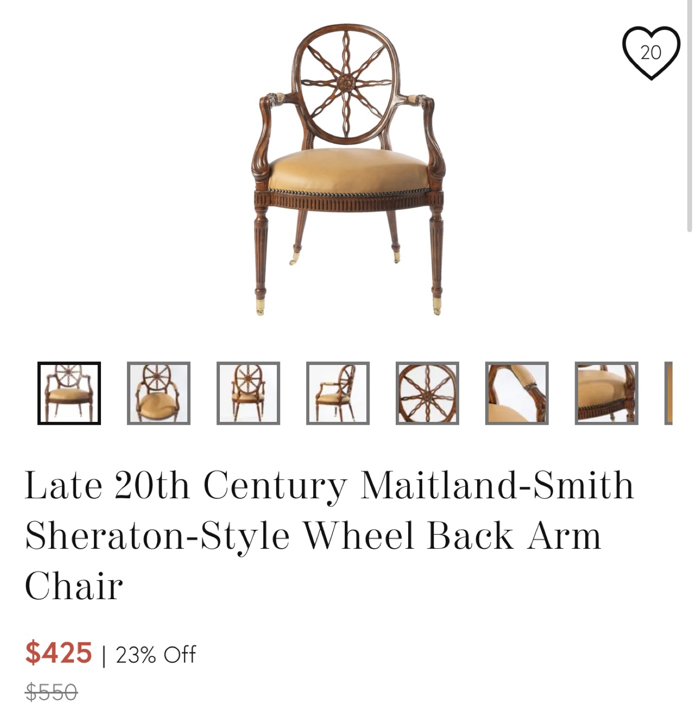 Maitland-Smith Sheraton-Style Wheel Back Arm Chair