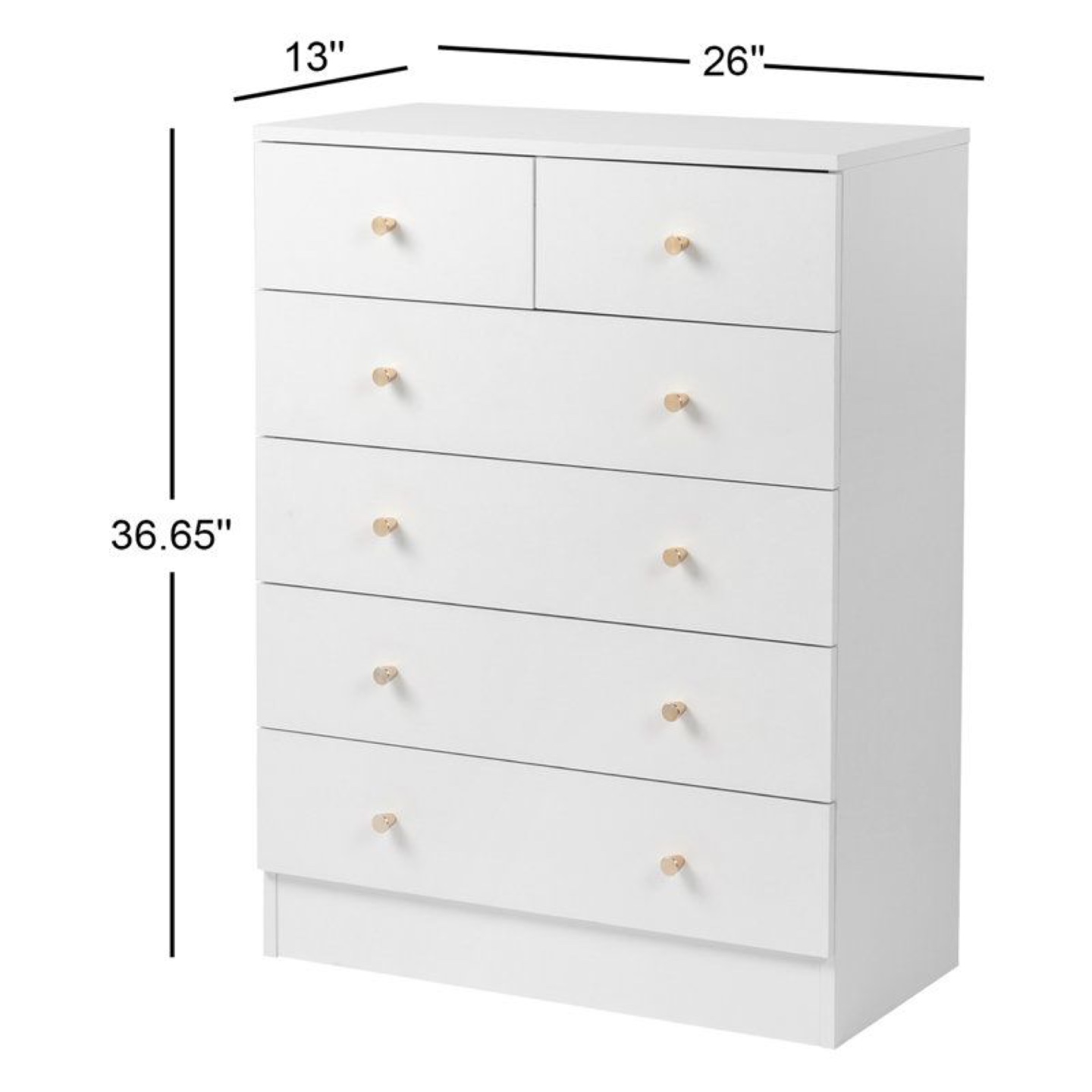 White 6-Drawer Chest of Drawers - photo 4