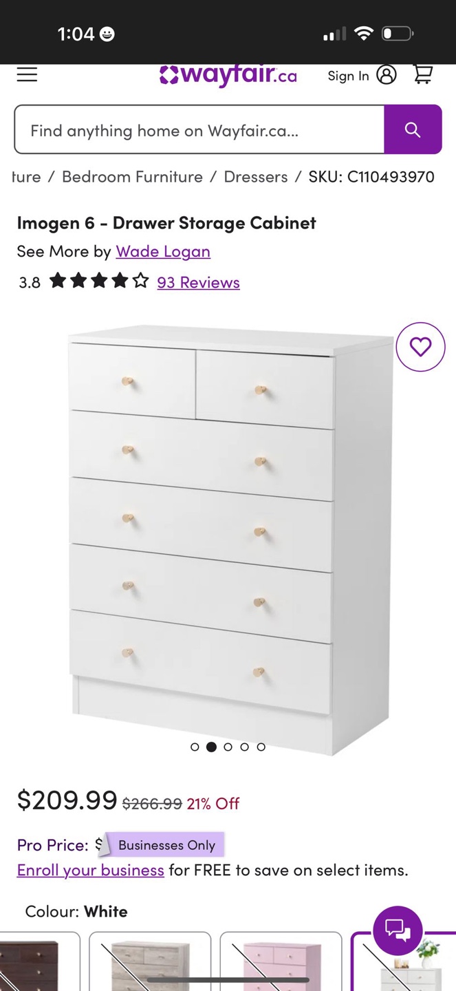 White 6-Drawer Chest of Drawers - photo 3