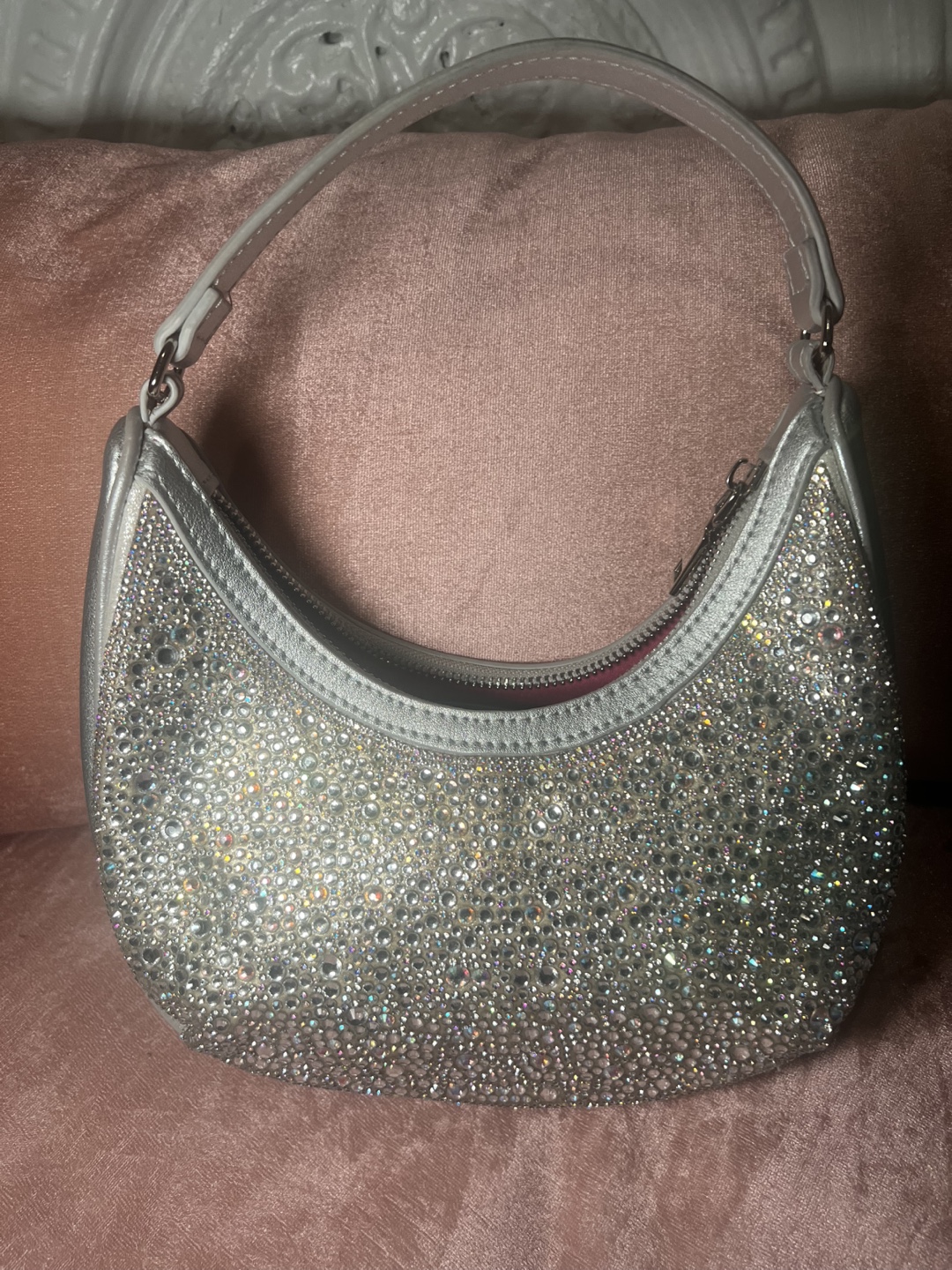 Betsey Johnson Silver Crystal Embellished Hobo Bag - photo 2