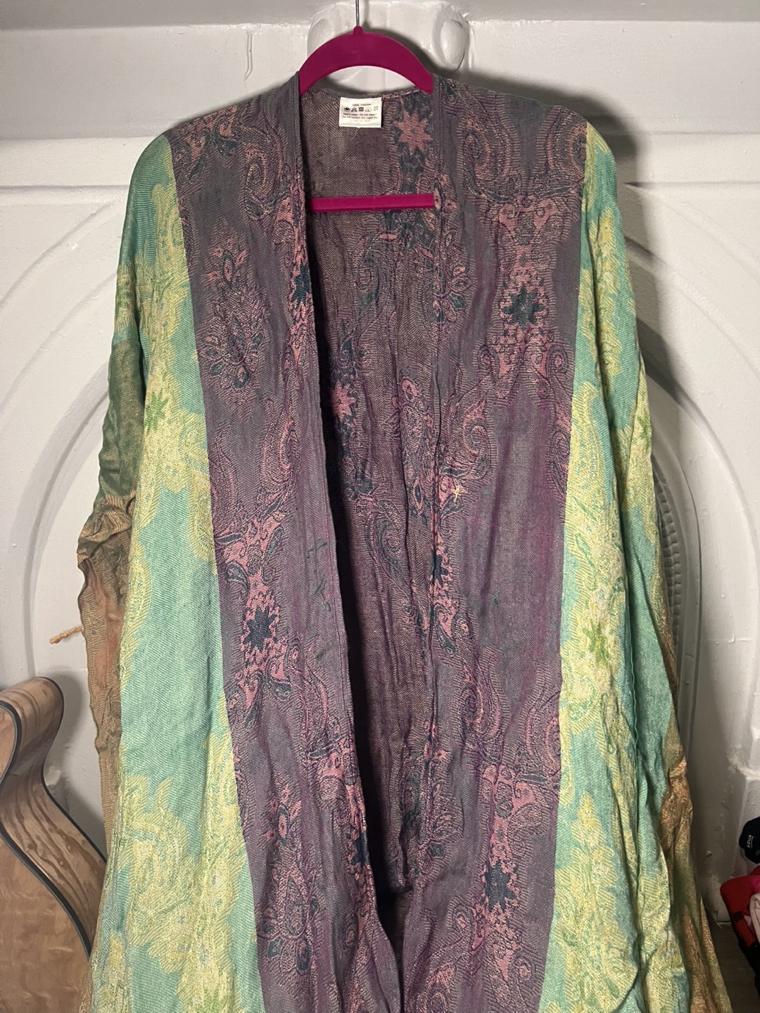 Earthbound Trading Co Unique patterned shawl/wrap kimono
