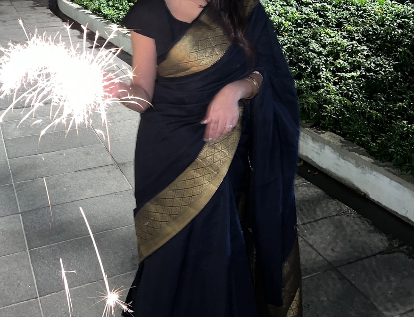 Elegant Black Banarasi Silk Saree with Gold Border