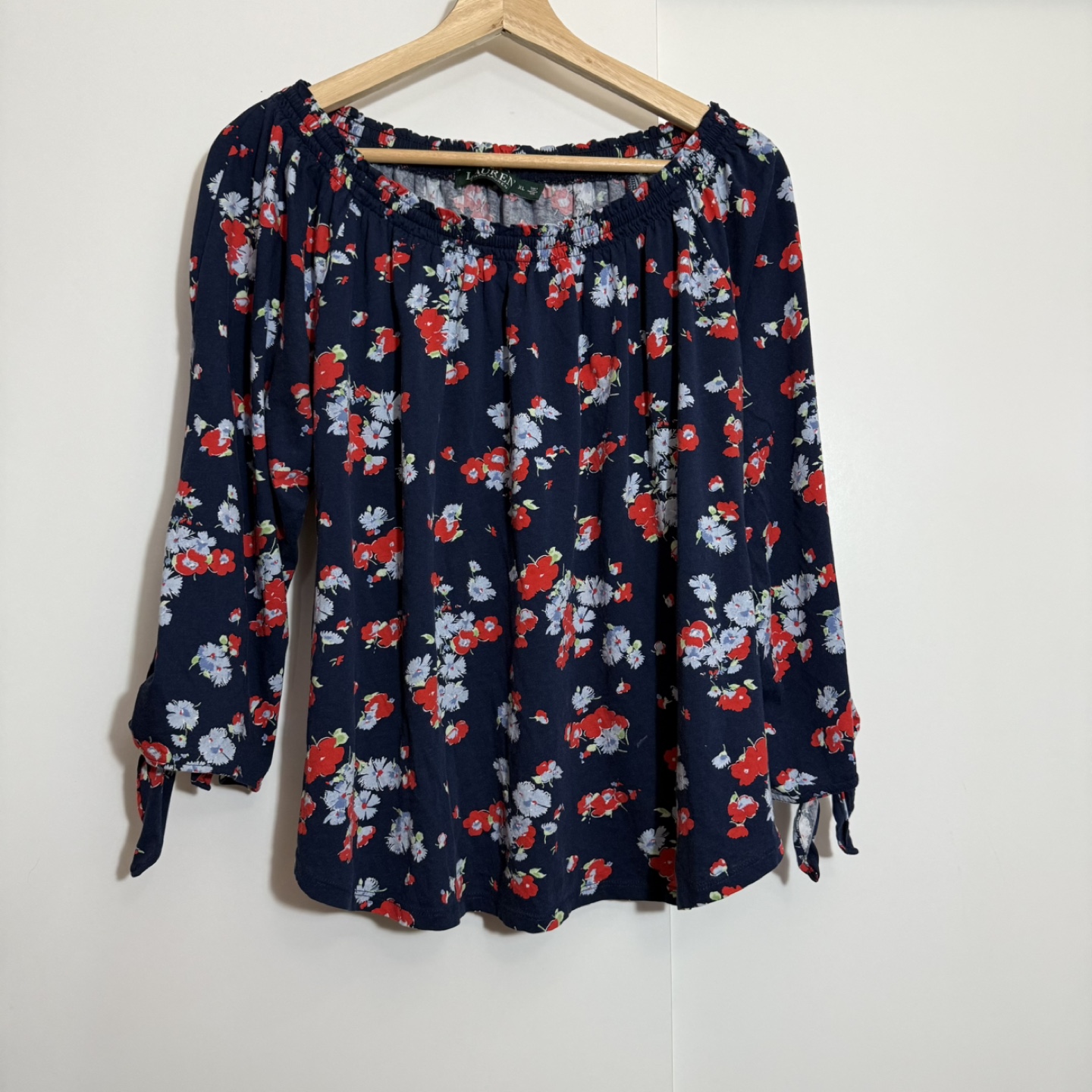 Lauren Ralph Lauren Navy Floral Off-the-Shoulder Blouse - photo 2