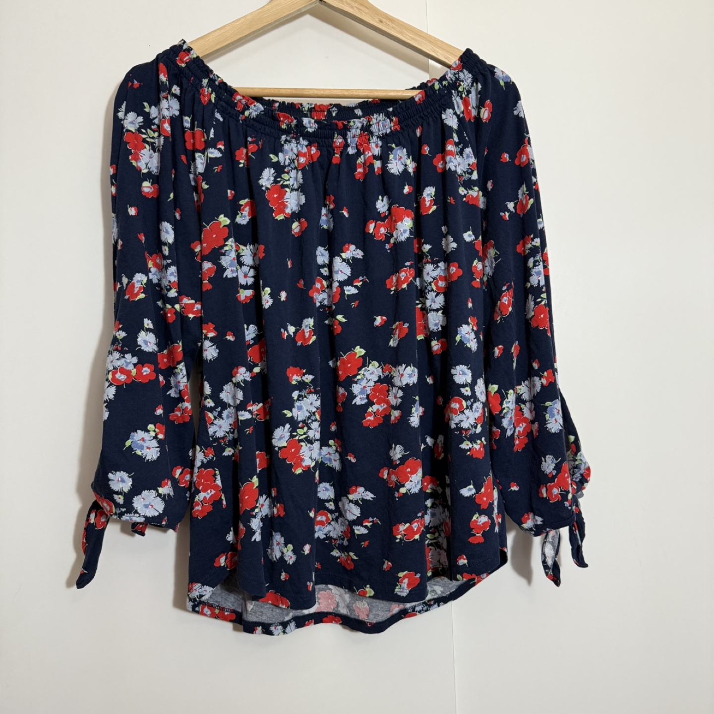 Lauren Ralph Lauren Navy Floral Off-the-Shoulder Blouse