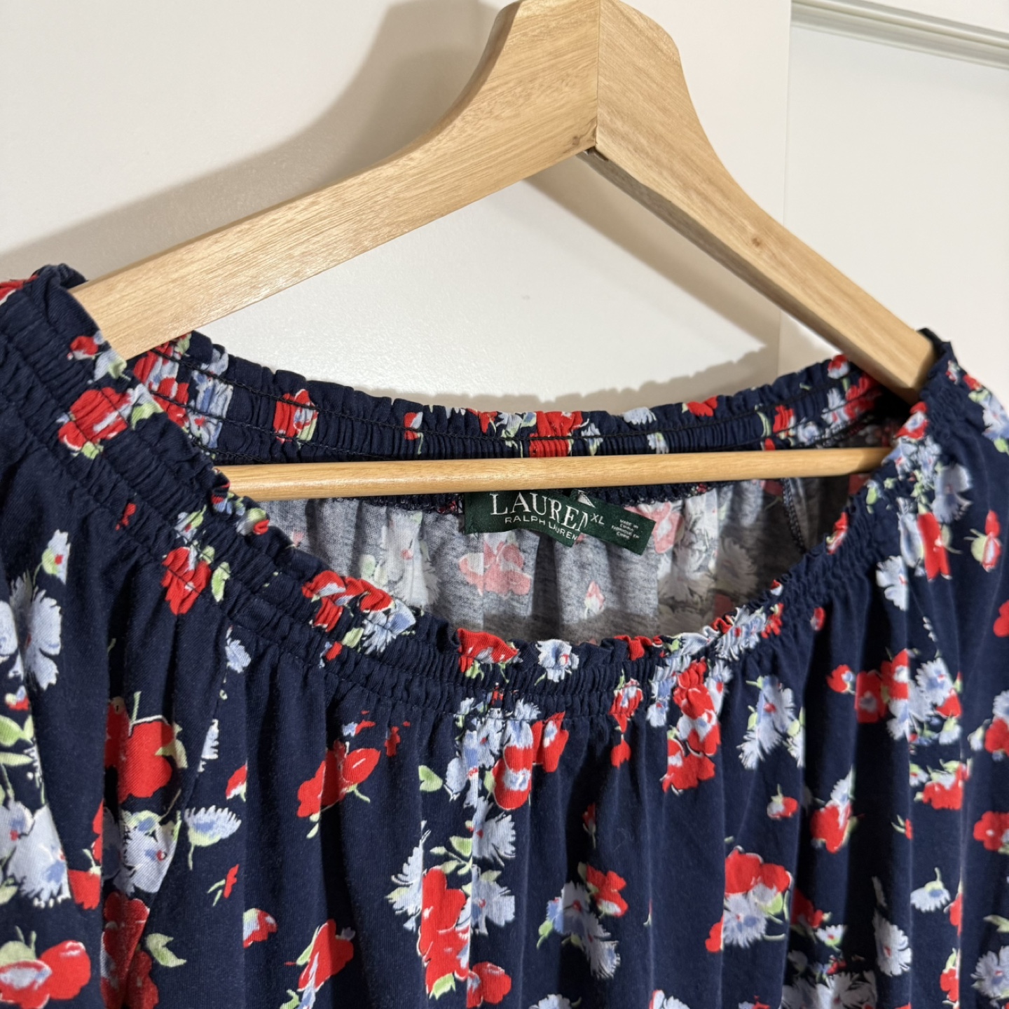 Lauren Ralph Lauren Navy Floral Off-the-Shoulder Blouse - photo 4
