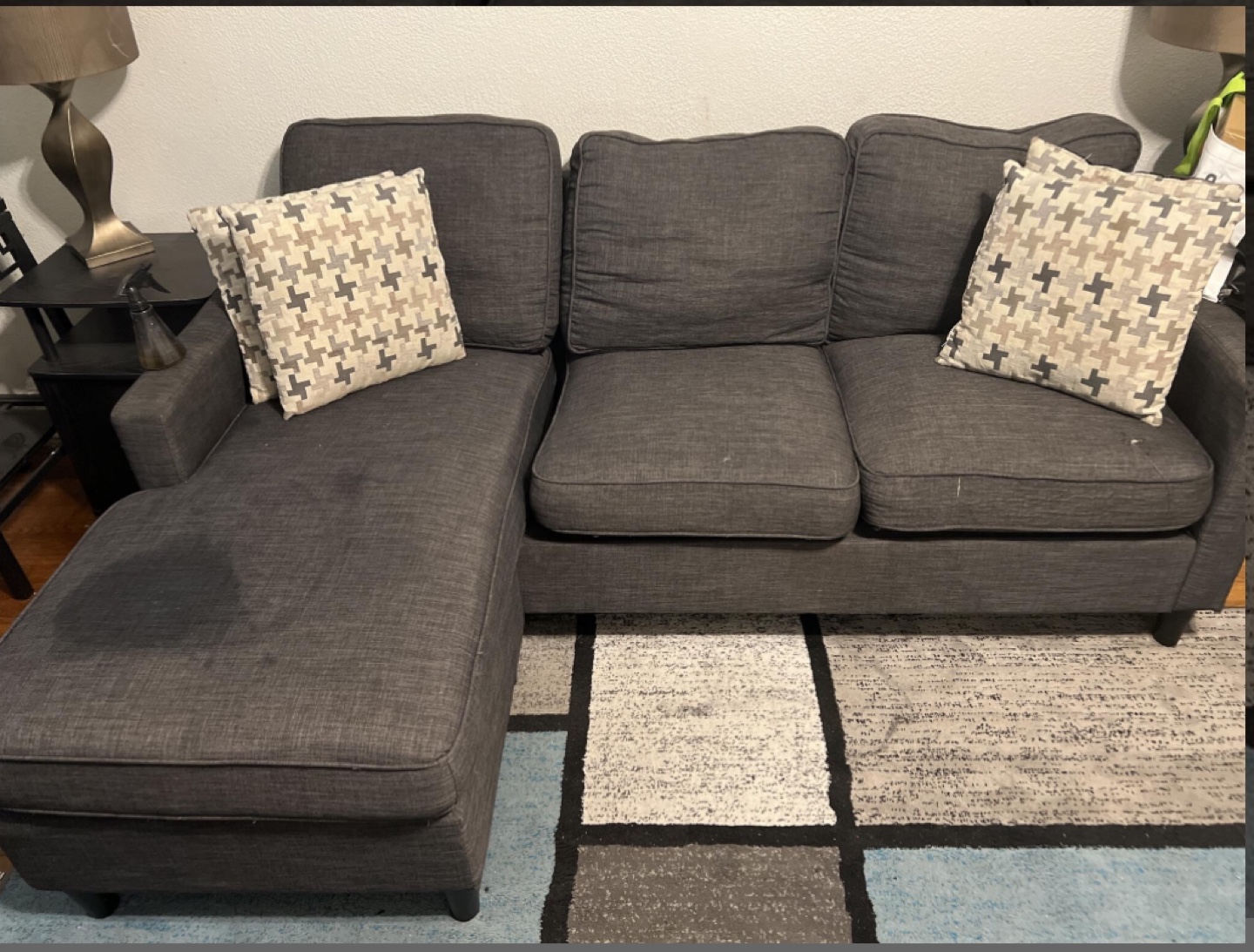 Dark Gray Sectional Sofa with Chaise Lounge