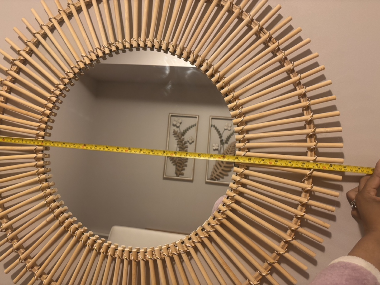 Large Round Rattan Sunburst Mirror - photo 3