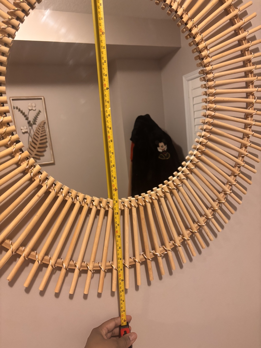 Large Round Rattan Sunburst Mirror - photo 2