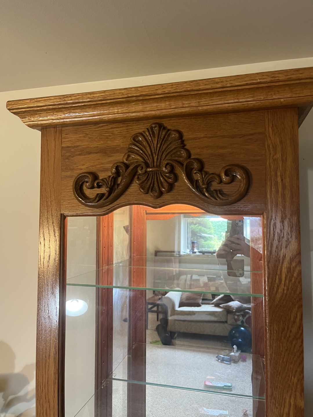 Tall Wooden Curio Cabinet with Glass Shelves - photo 5