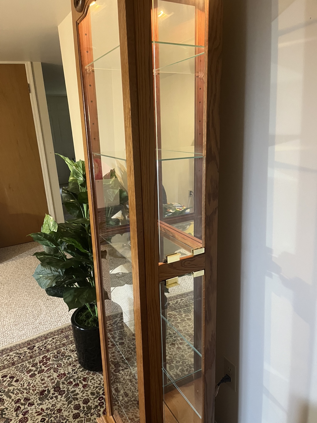 Tall Wooden Curio Cabinet with Glass Shelves - photo 4