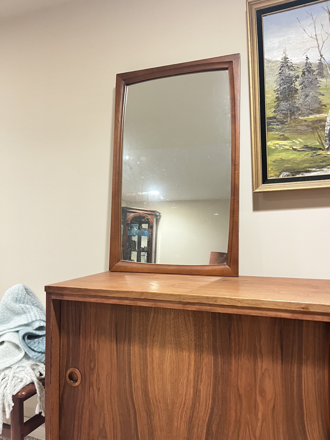 Mid-Century walnut Wood Framed Mirror