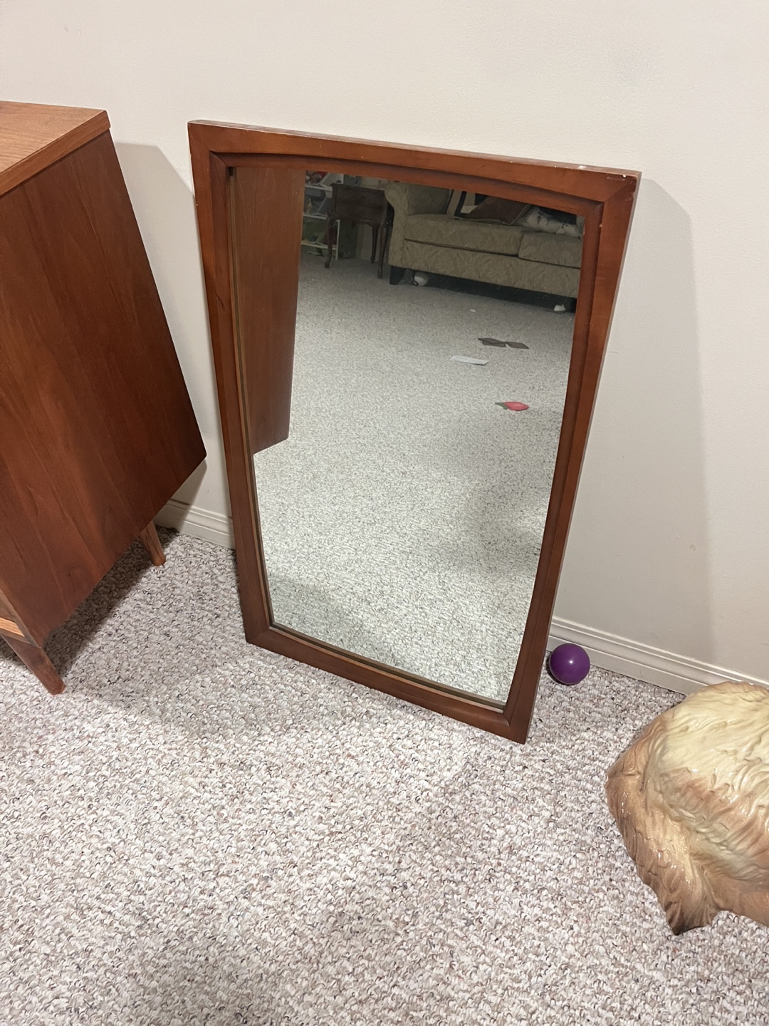 Mid-Century walnut Wood Framed Mirror - photo 3