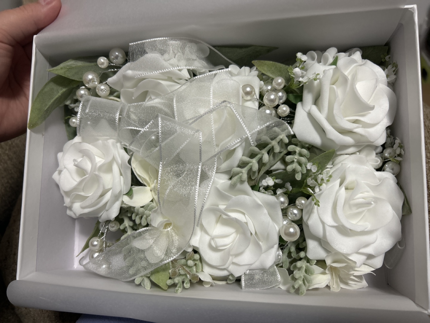 LING'S MOMENT Wedding Corsages – 6 White Rose Bridal Corsages - photo 3