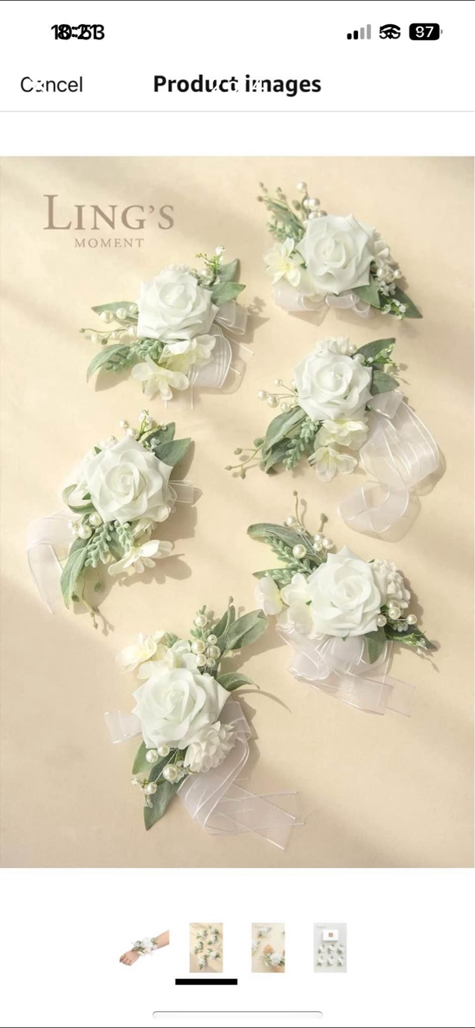 LING'S MOMENT Wedding Corsages – 6 White Rose Bridal Corsages