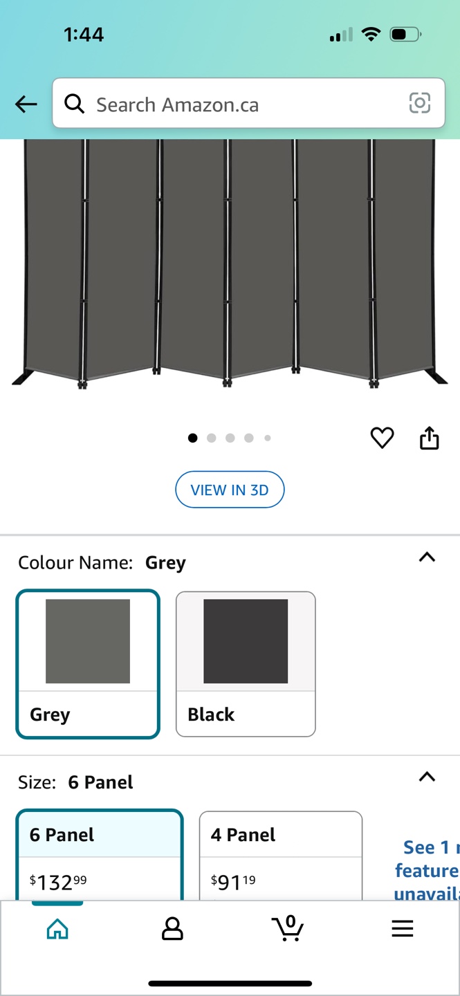 6 Panel Room Divider - Grey