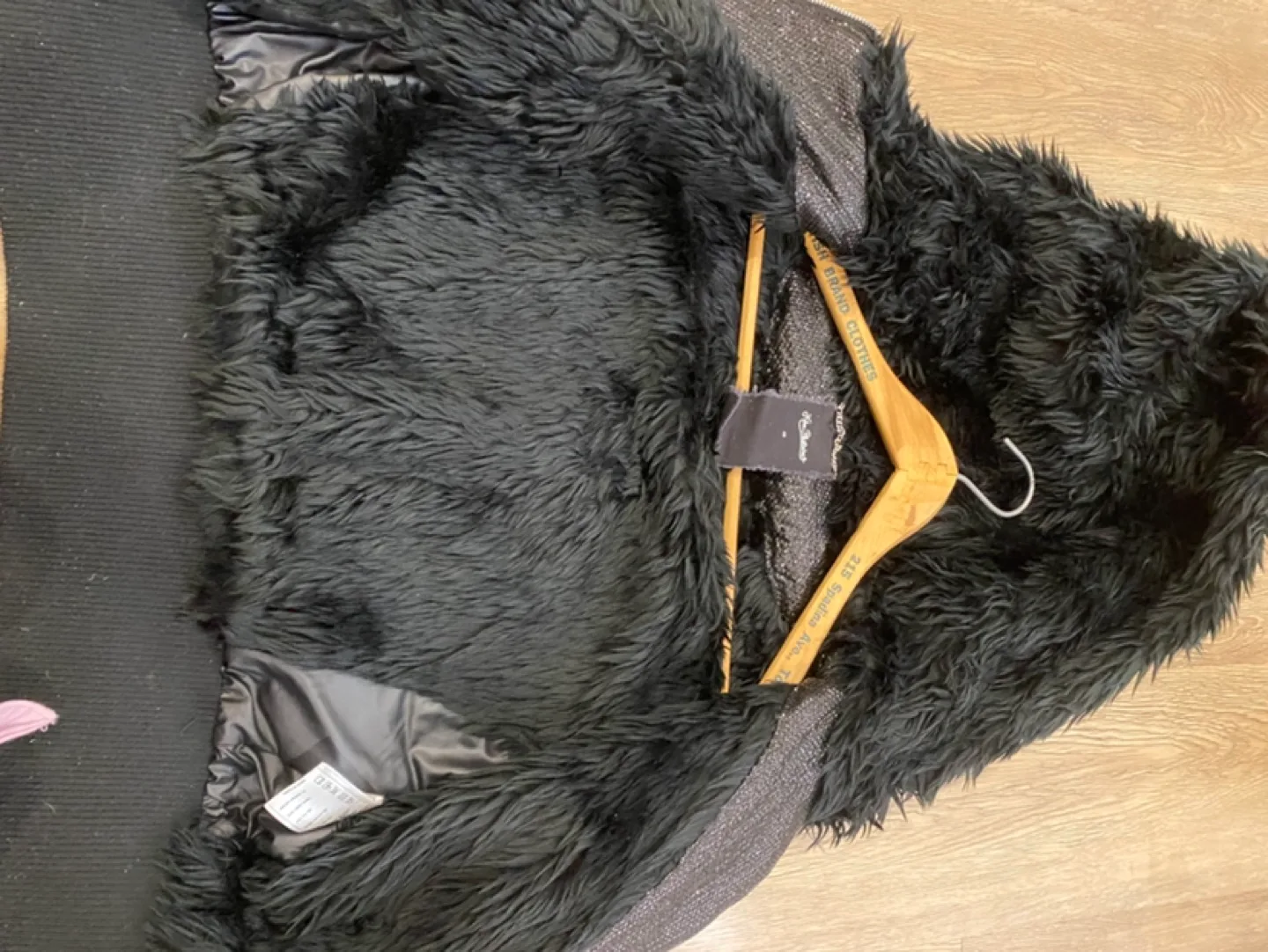 Black Faux Fur Hooded Jacket - Size XS image indicator(4)