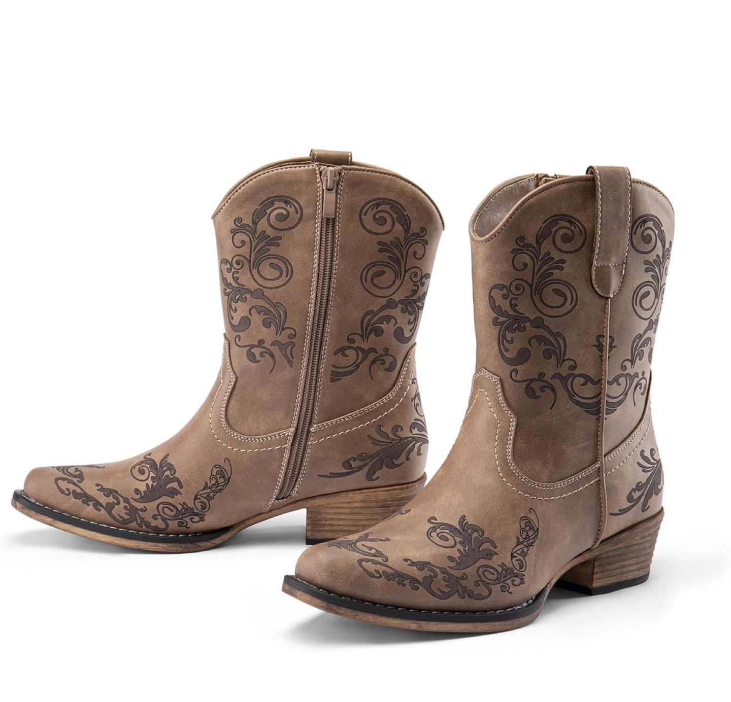 NEW! DREAM PAIRS Cowgirl Western Ankle Boots Low Chunky Heel - photo 4