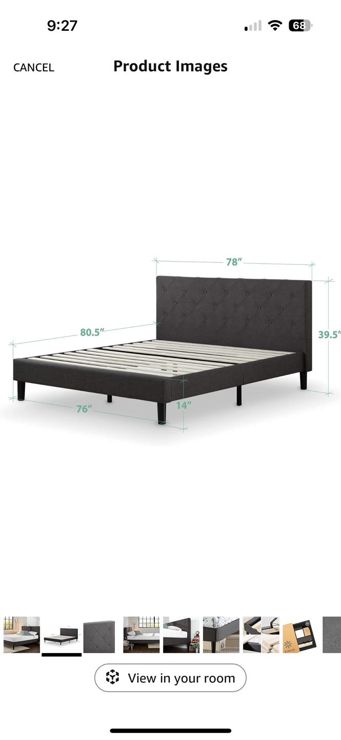 King Upholstered Bed Frame with Headboard - photo 5