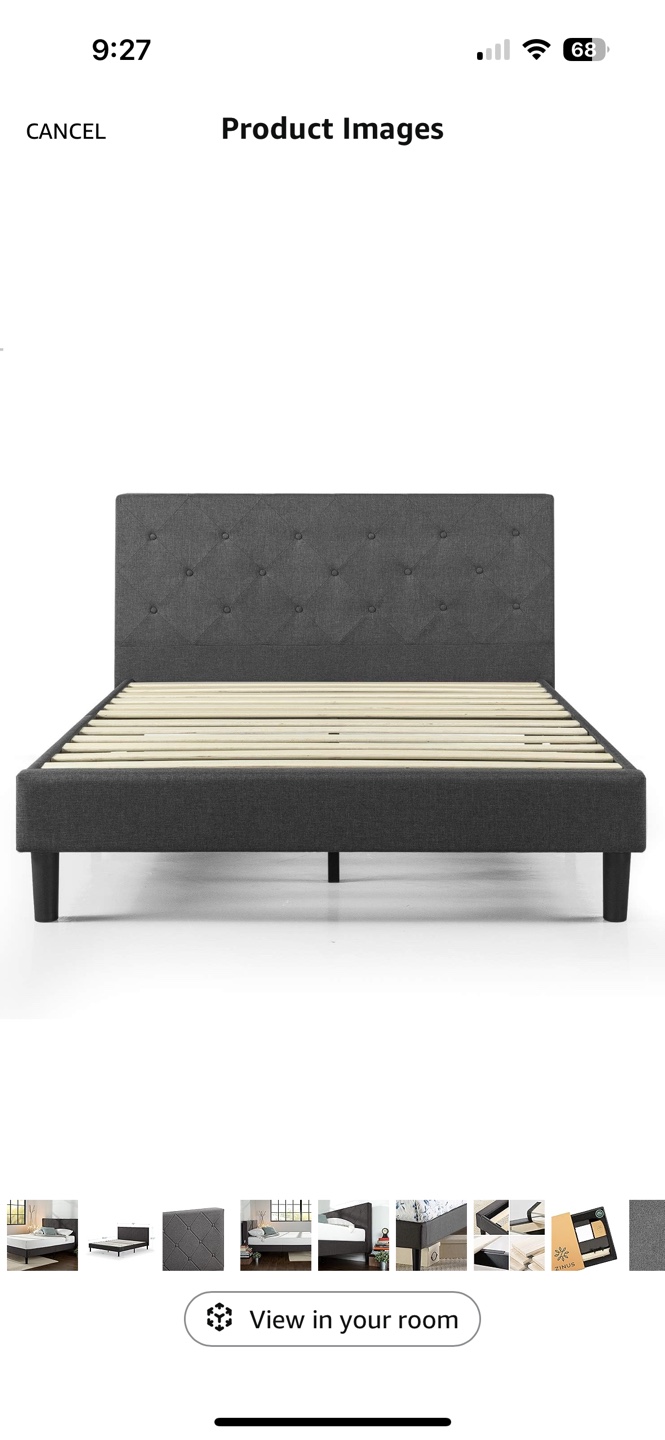 King Upholstered Bed Frame with Headboard
