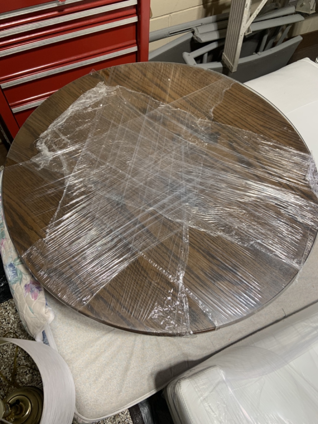 Round Wooden Coffee Table with Glass Top - photo 2