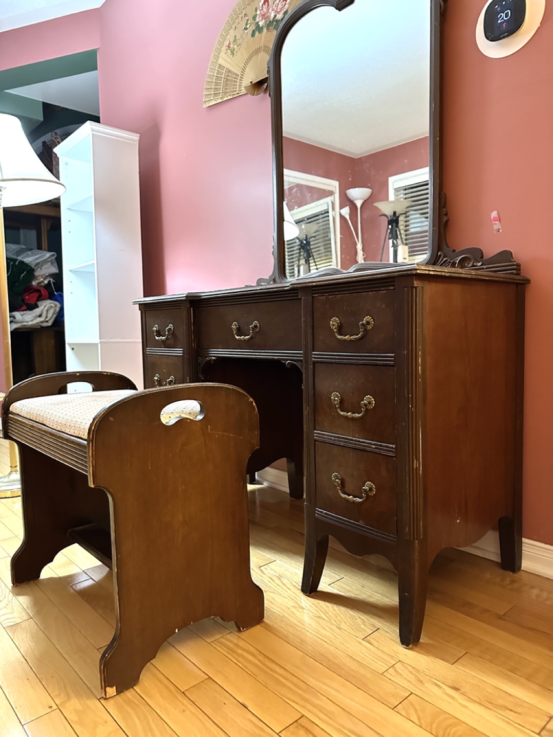 1923 Antique Solid Wood Vanity with Bench (CAN DELIVER) - photo 4